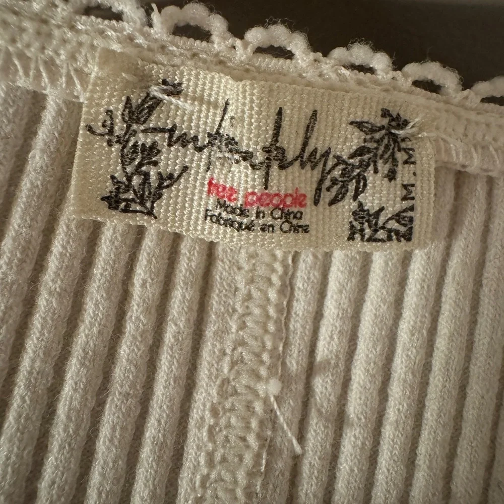 Free People Ivory Button-Down Ribbed Top - Picture 2 of 4